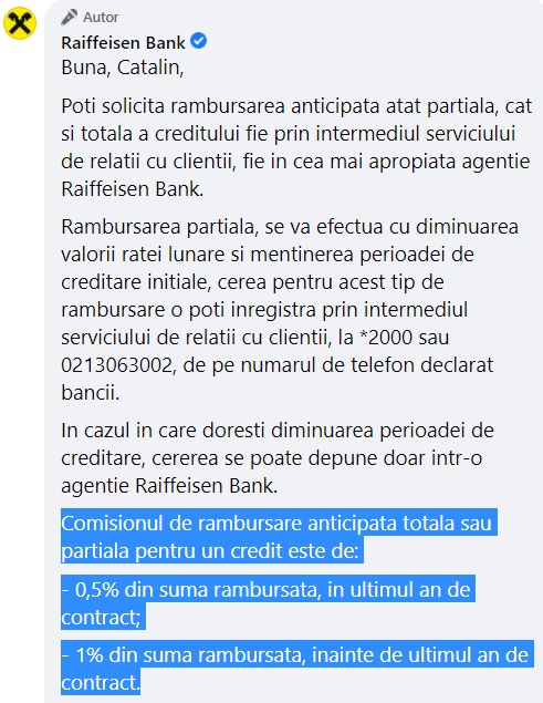 Comisionul de rambursare anticipata se aplica doar creditelor cu dobanda fixa, nu si creditelor cu dobanda variabila