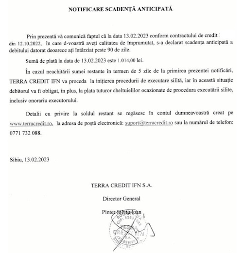 Dupa cate zile de restante la credit pot fi executat silit?